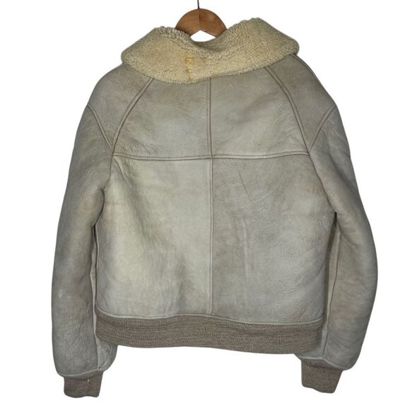 Vintage Bert Paley Beige Long Sleeve Leather Jacket Size 44 Sherpa Lined - Picture 4 of 15